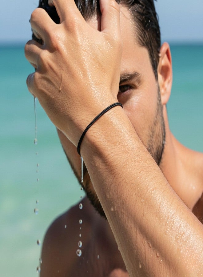 Luck Strings Thin Black Cord Bracelet for Men Women Teen Unisex Adult - Waterproof Nylon Surfer String Friendship Bracelets Summer Beach Accessories - Image 4